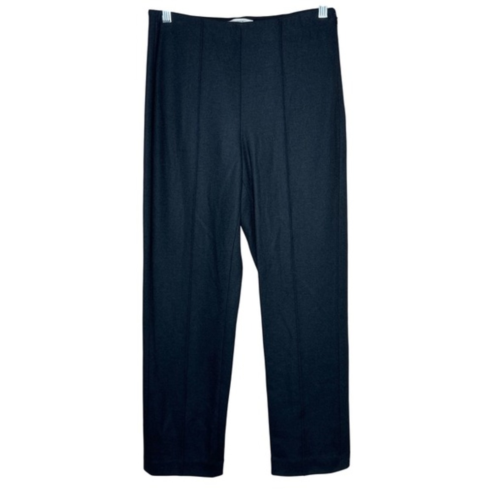 Vince Cozy Wool-Blend Mid-Rise Stitch-Front Pants Black Side Zip Size 4 Preppy‎